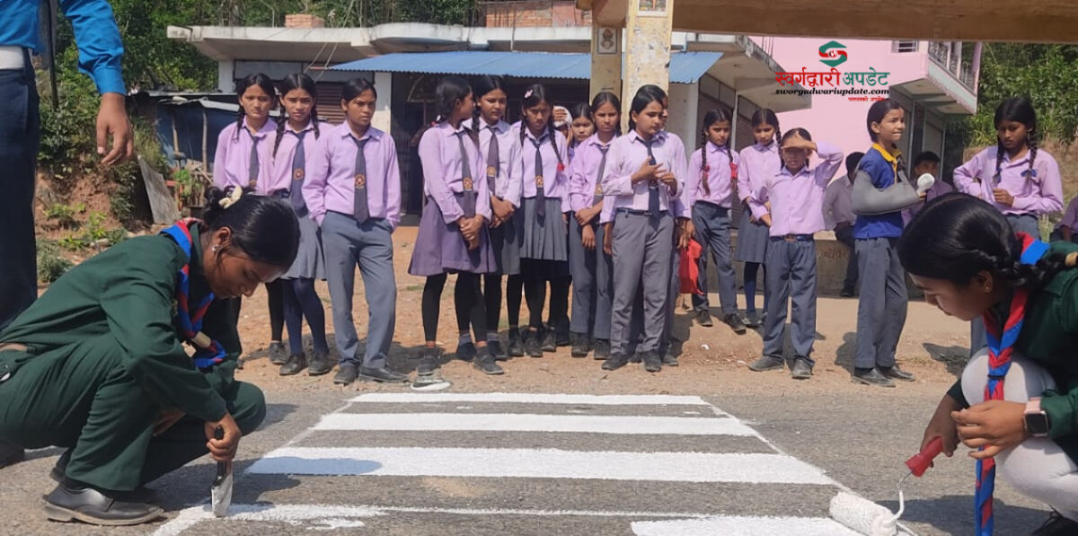 माण्डवीमा स्काउट स्थापना दिवसमा जेब्रा क्रसिङ निर्माण